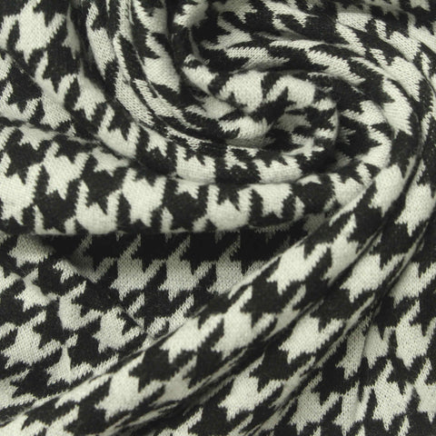 Black Houndstooth Ponte Knit, Viscose