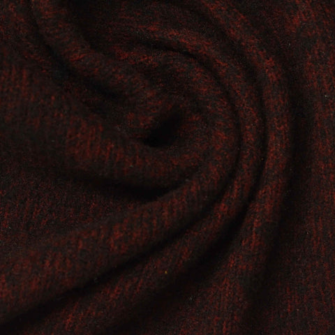 Dark Red Fine-Marl Rib Knit, Poly-Viscose