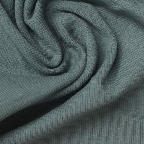 Cotton Stretch Rib Knit Fabric, 263 gsm, 120 cm — Blue