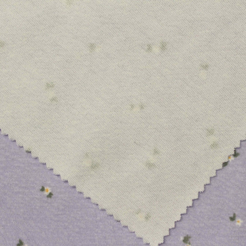 White Flowers Interlock Knit, Cotton-Poly