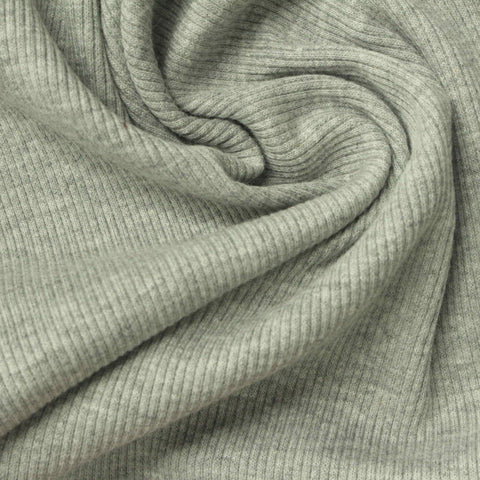 Light Grey Marl Rib Knit, 340 gsm