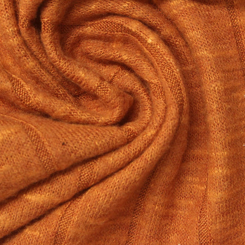 Brushed Viscose Polyester Stretch Rib Knit Fabric, 230 gsm, 155 cm — Orange