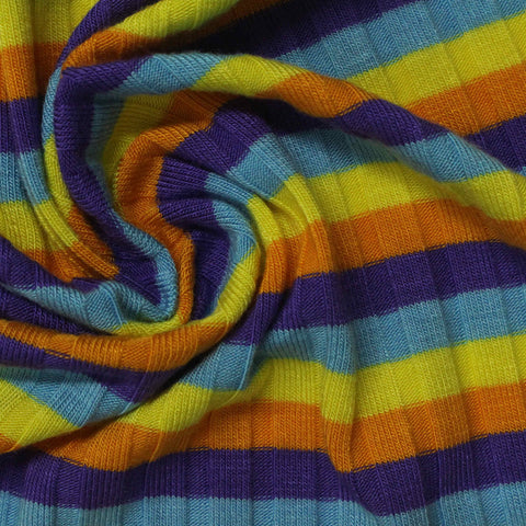 Purple Horizontal-Stripe Jersey Knit, Viscose, 205 gsm