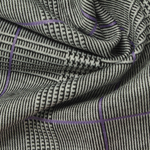 Black Plaid Jacquard, Poly-Viscose, 380 gsm