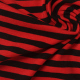 Striped Viscose Cotton Stretch Rib Knit Fabric, 245 gsm, 160 cm — Red — photo 1
