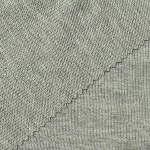 Light Grey Marl Rib Knit, Viscose, 230 gsm