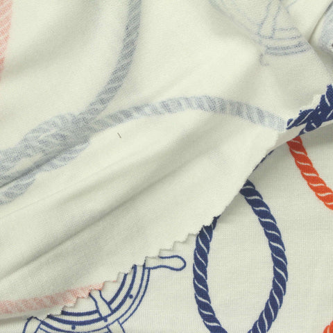 Printed Viscose Stretch Jersey Knit Fabric, 160 gsm, 165 cm — White