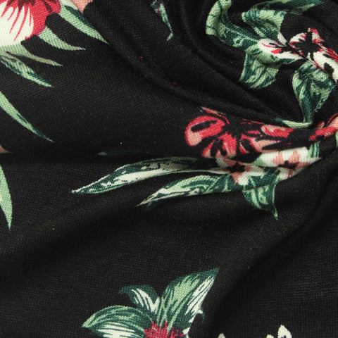 Pink Flowers Knit, Viscose, 190 gsm