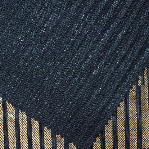 Dark Blue Stripes Rib Knit, Polyester, 186 gsm