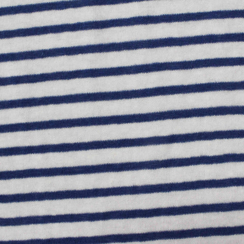 Navy Horizontal-Stripe Rib Knit, Poly-Cotton, 112 gsm