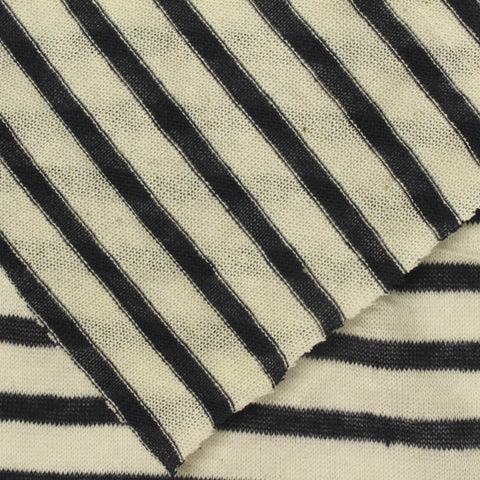 Cream Horizontal-Stripe Knit, 117 gsm