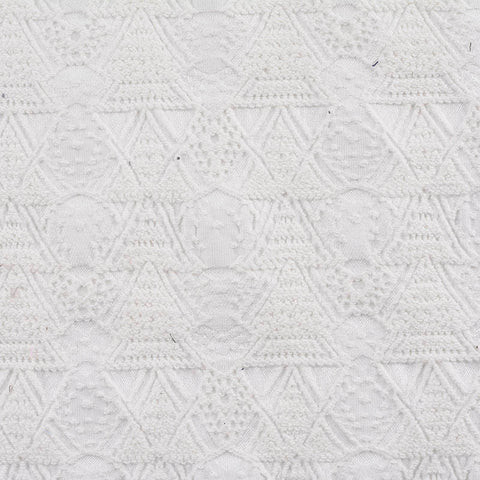 White Geometric-Diamond Jacquard, Cotton-Poly, 297 gsm