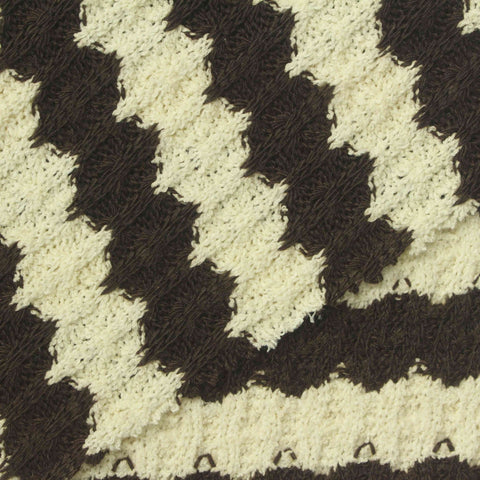 Cream Horizontal-Stripe Rib Knit, Poly-Cotton, 300 gsm