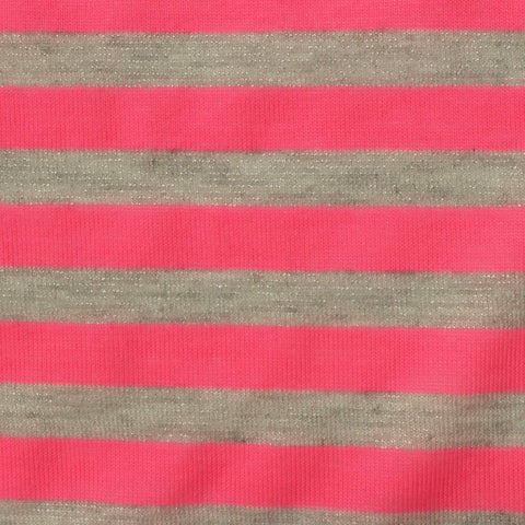 Pink Horizontal-Stripe Knit, Poly-Metallic