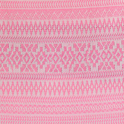 Pink Horizontal-Band Chunky Knit, Poly-Linen