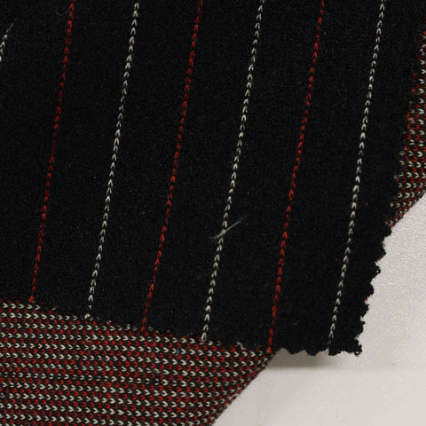 Black Pinstripes Interlock Knit, Poly-Nylon