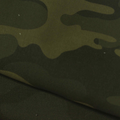 Dark Green Camo Poplin, Poly-Cotton