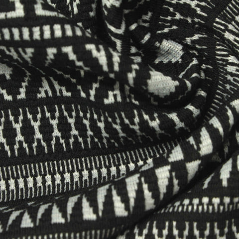 Black Geometric-Band Jacquard, Polyester