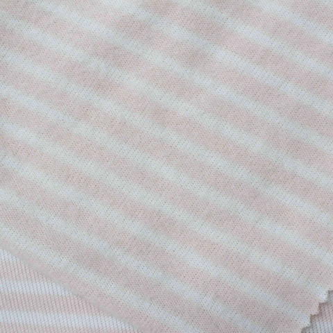 Light Pink Horizontal-Stripe Jersey Knit, Polyester, 160 gsm, 170 cm