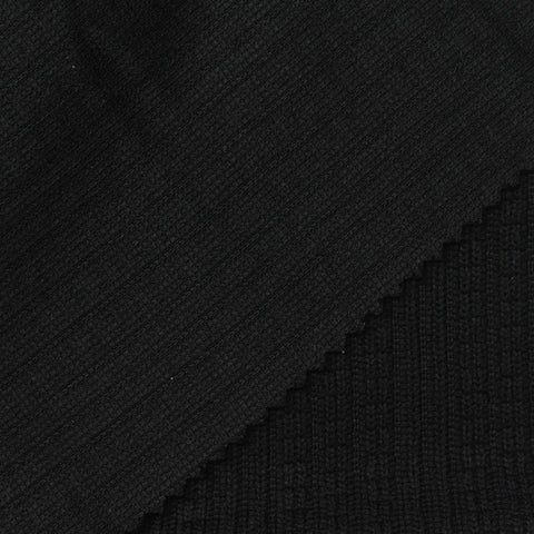 Jacquard Polyester Stretch Interlock Knit Fabric, 226 gsm, 176 cm — Black