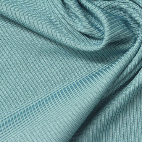 Polyester Stretch Rib Knit Fabric, 250 gsm, 170 cm — Blue