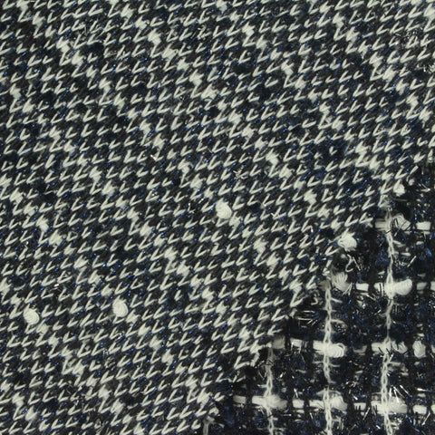 Navy Check Bouclé, Polyester