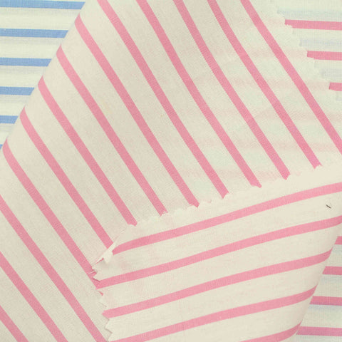 Pink Diagonal-Stripe Poplin, Cotton