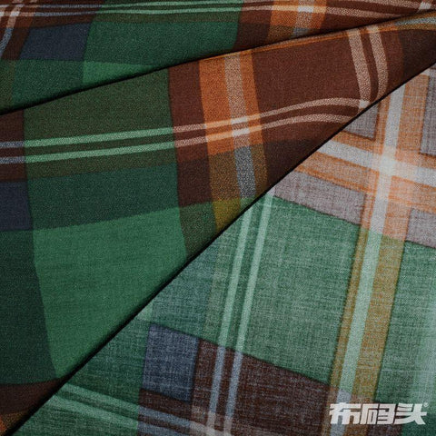 Green Plaid Voile, Viscose