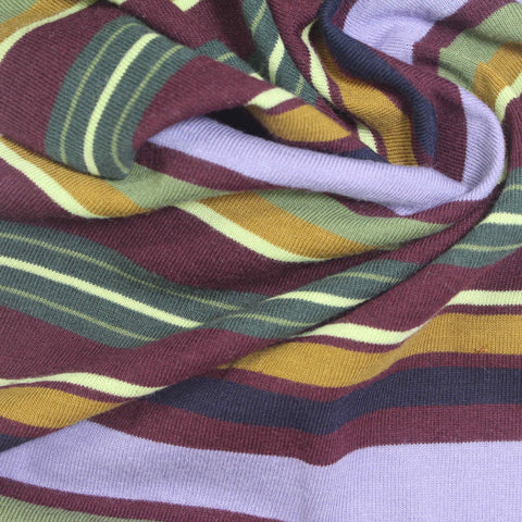 Purple Horizontal-Stripe Jersey Knit, Cotton