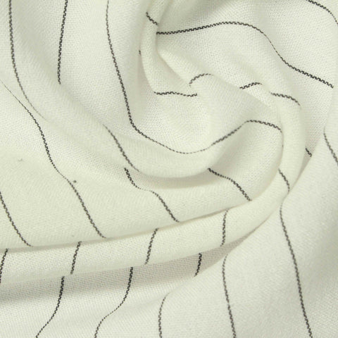 Black Vertical-Stripe Linen-Look, Viscose