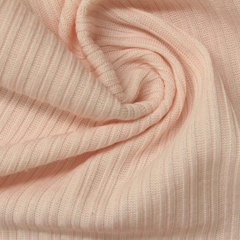 Polyester Viscose Stretch Rib Knit Fabric, 250 gsm, 145 cm — Beige