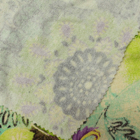 Green Bold-Floral Jersey Knit, Viscose, 270 gsm