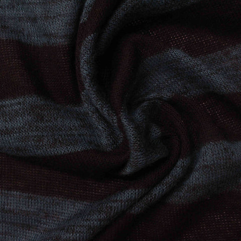 Dark Blue Horizontal-Stripe Rib Knit, Poly-Viscose, 150 gsm