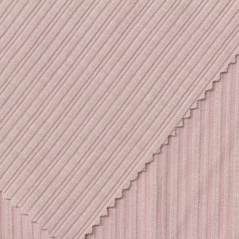 Polyester Viscose Stretch Rib Knit Fabric, 190 gsm — Pink