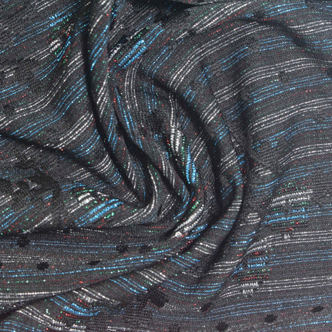 Multicolor Horizontal-Line Pointelle Knit, Polyester