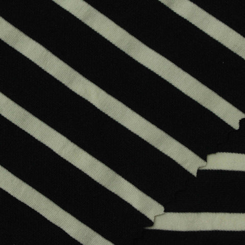 Black Horizontal-Stripe Knit, Polyester, 190 gsm