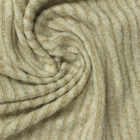 Brushed Viscose Polyester Stretch Rib Knit Fabric, 185 gsm, 152 cm — Beige