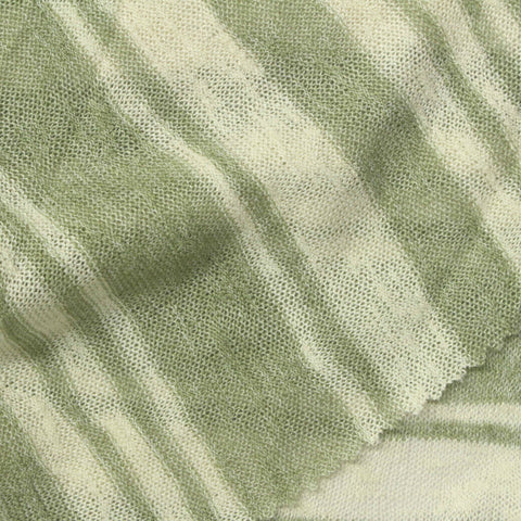 Muted Green Horizontal-Stripe Knit, Viscose-Poly