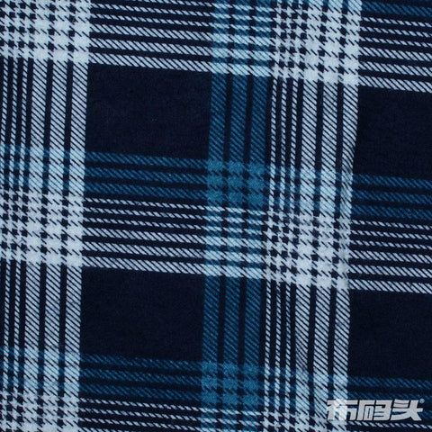 Dark Blue Bold-Plaid Knit, Cotton