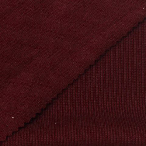 Brushed Polyester Stretch Rib Knit Fabric, 300 gsm, 120 cm — Red