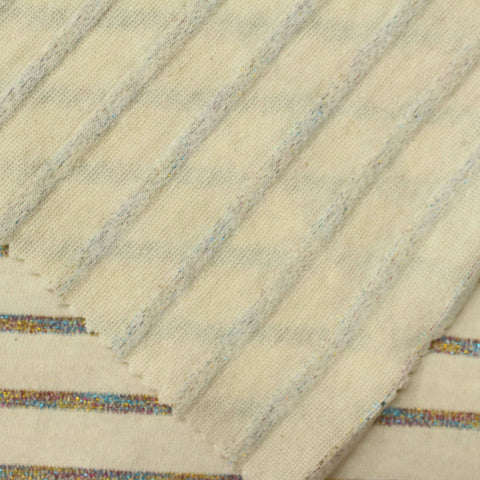White Glitter-Stripe Jersey Knit, Cotton