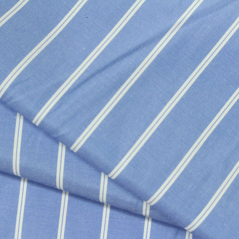 Blue Vertical-Stripe Woven, Poly-Cotton