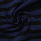 Navy Horizontal-Stripe French Terry, Poly-Cotton, 264 gsm — photo 1