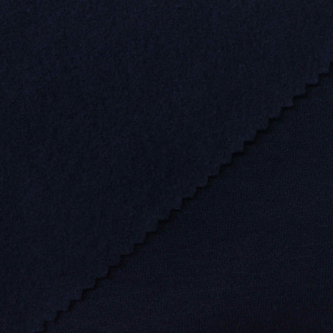 Brushed Cotton Polyester French Terry Fabric, 260 gsm, 170 cm — Navy