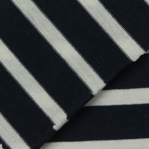 Black Horizontal-Stripe Jersey Knit, Poly-Cotton, 160 gsm