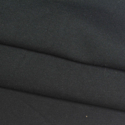 Cotton Polyester Stretch Ponte Knit Fabric, 350 gsm, 170 cm — Black