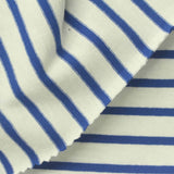 Blue Horizontal-Stripe Jersey Knit, Cotton, 215 gsm — photo 1