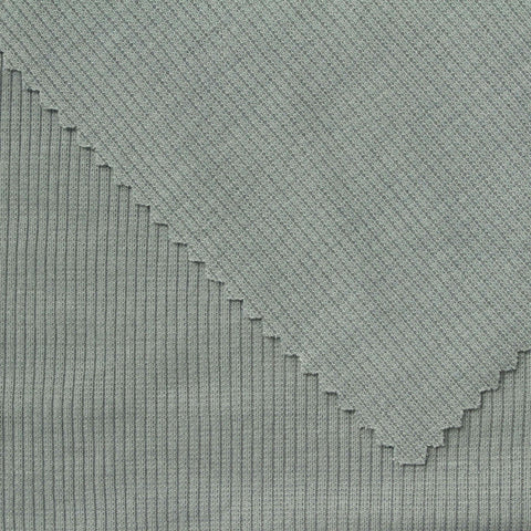 Polyester Stretch Rib Knit Fabric, 247 gsm, 114 cm — Green