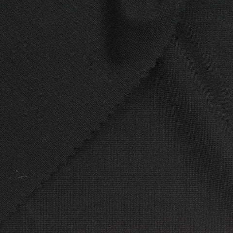 Viscose Nylon Stretch Ponte Knit Fabric, 310 gsm, 160 cm — Black, ref EF-273762