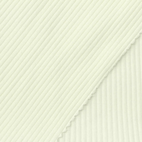 Cotton Stretch Rib Knit Fabric, 200 gsm, 120 cm — White